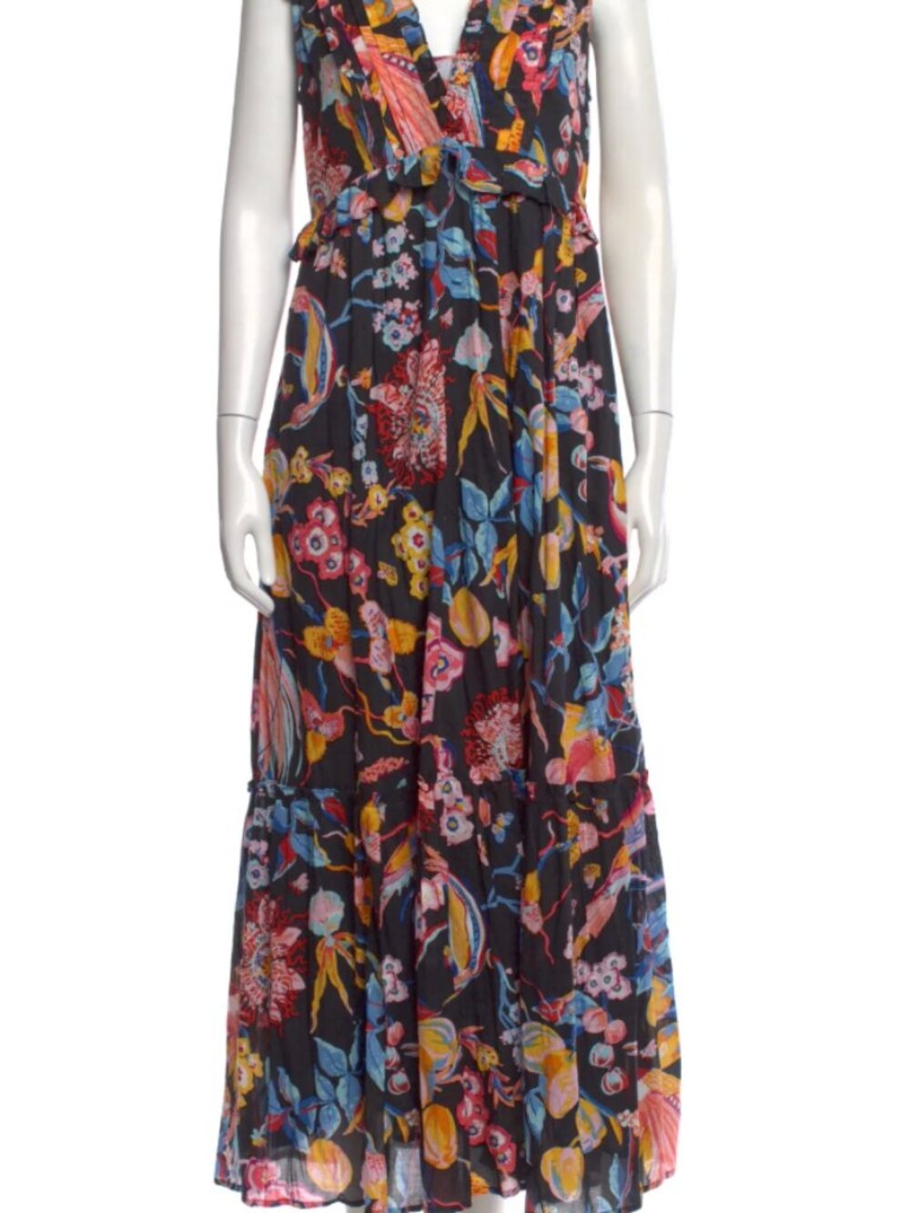 Banjanan Constance long floral dress. Black. Small.